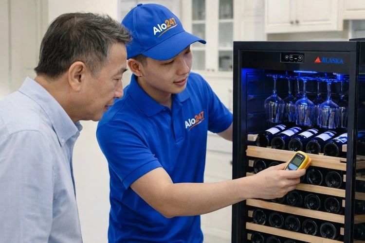 kỹ thuật viên alo247 kiểm tra lỗi tủ rượu vang alaska