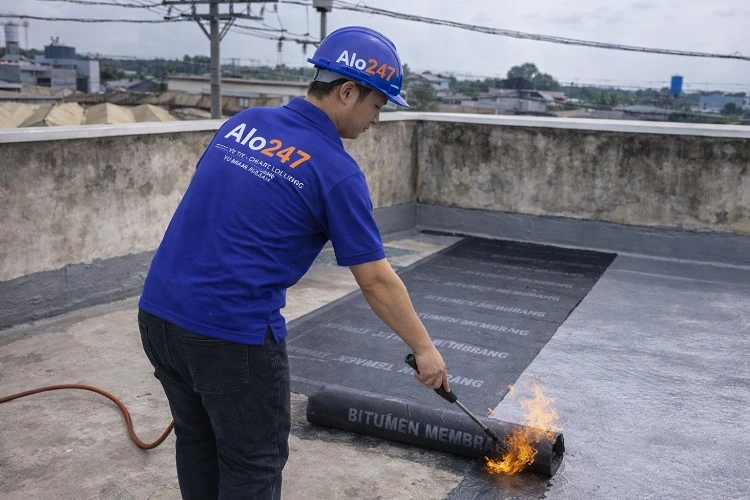 thi công chống thấm màng khò Bitum