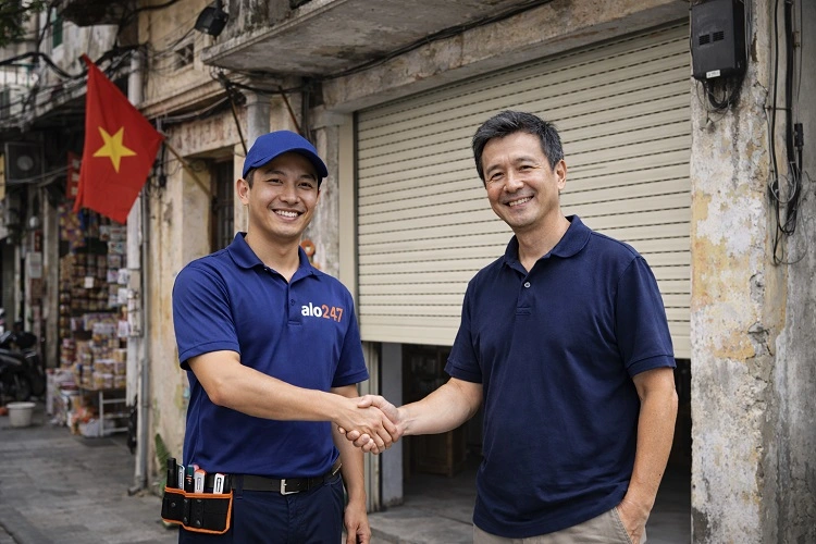 Thợ bàn giao sau khi sửa chữa