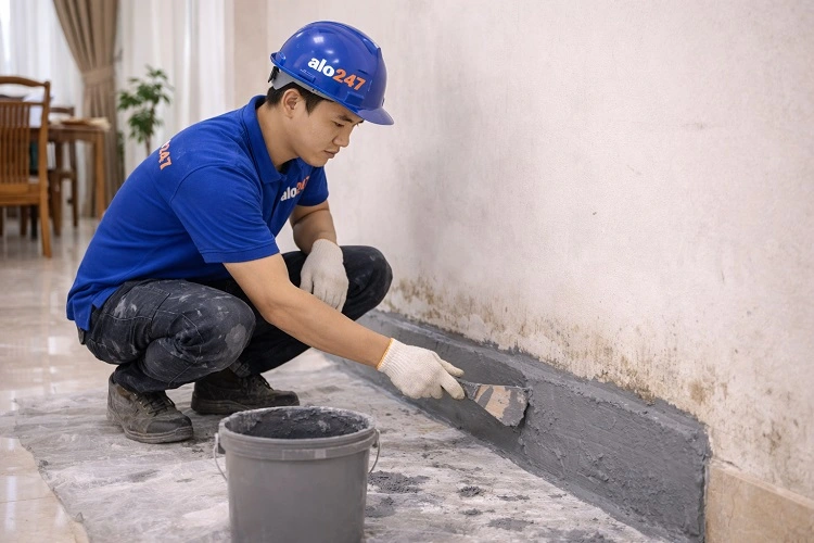 Chống thấm chân tường bị ẩm rộp