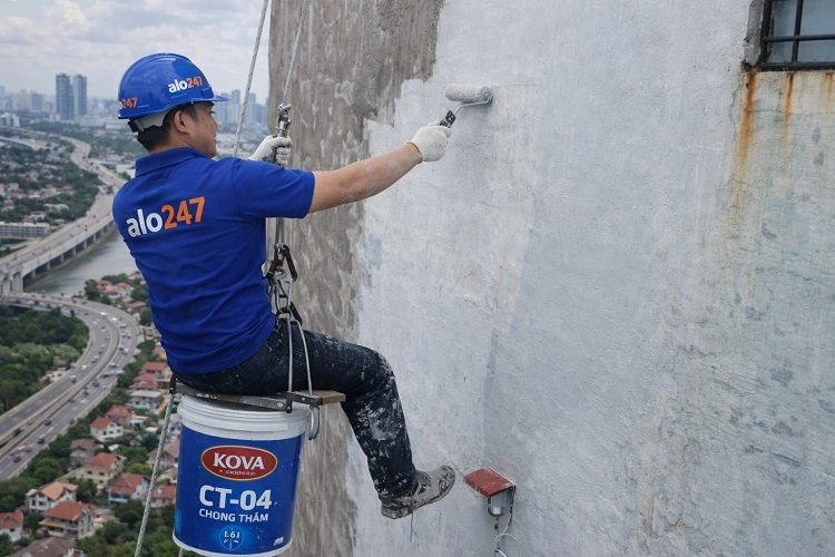 Chống thấm tường ngoài trời nhà cao tầng tại Thanh Trì