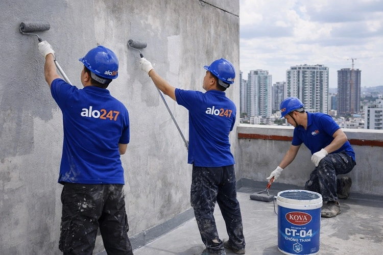 Thi công chống thấm tường ngoài trời