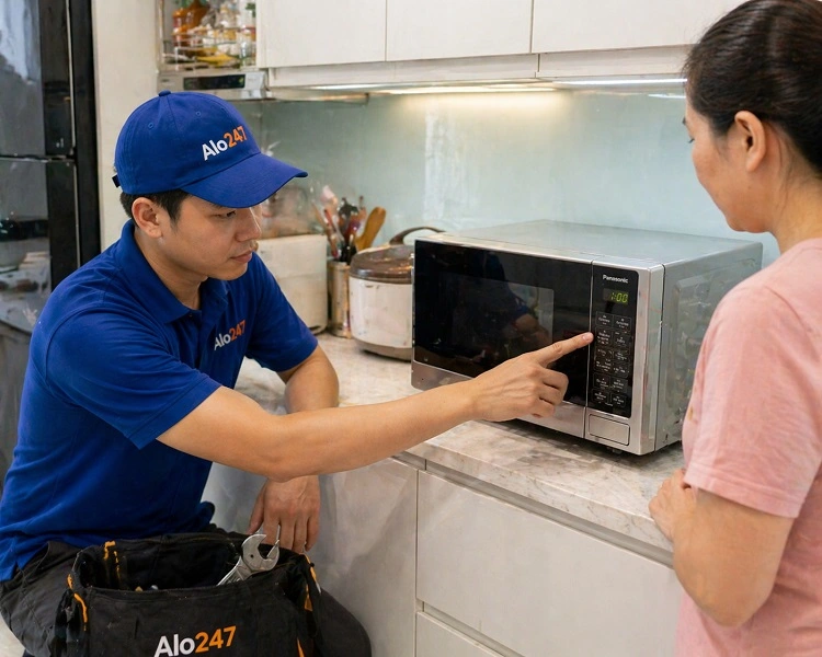 Thợ alo247 đang báo lỗi cho khách hàng