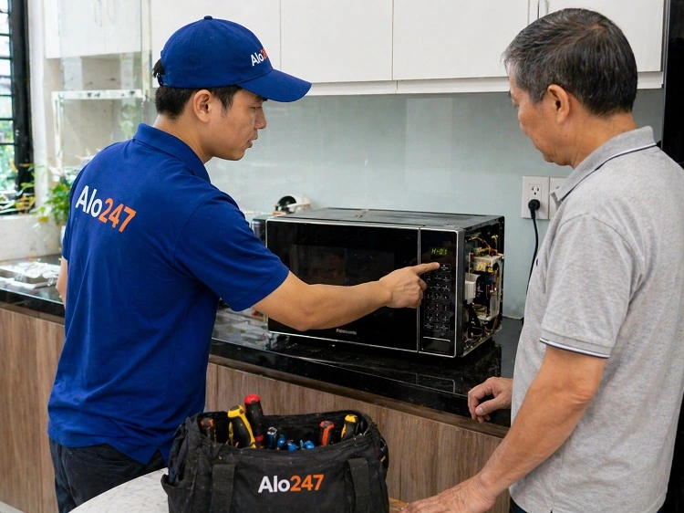 Thợ alo247 đang trao đổi hướng xử lý sửa chữa