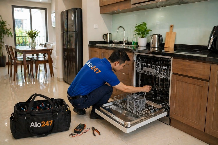 Thợ alo247 sửa máy rửa bát tại Cầu Giấy