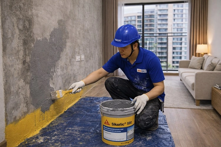 Thợ chống thấm ẩm tường chung cư 
