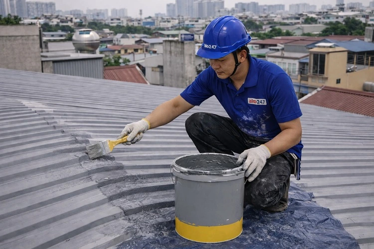 Thợ chống thấm mái tôn tại Thường Tín