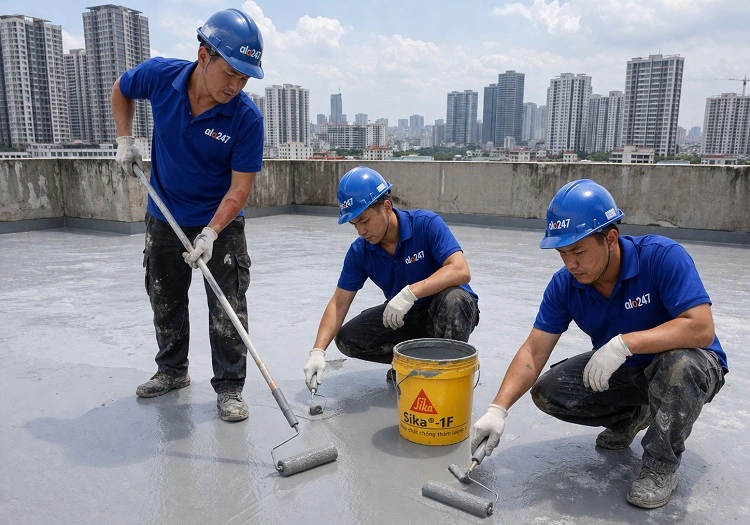 Thợ chống thấm tầng mái tại Dương Nội