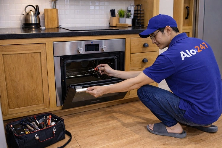 Thợ kiểm tra lò nướng BOSCH bị lỗi báo E