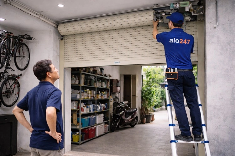 Thợ sửa cửa cuốn bị lỗi hỏng tại Khương Đình