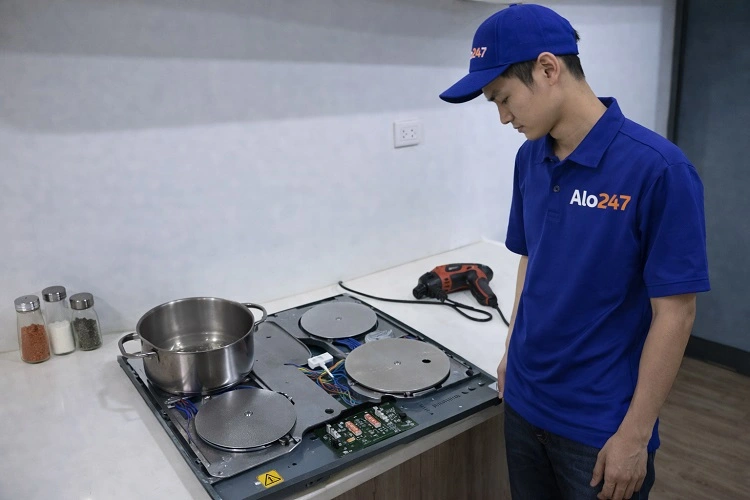 Thợ tháo bếp từ để sửa chữa