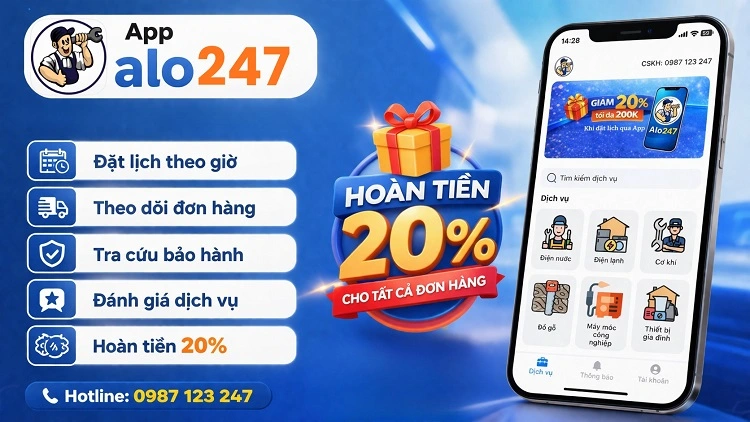 Ưu đãi khi đặt dịch vụ sửa chữa tại nhà qua app alo247