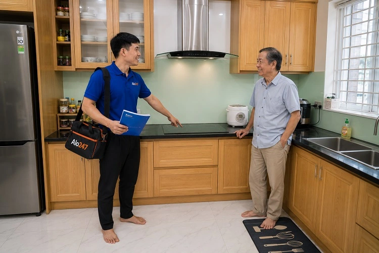 Thợ alo247 bàn giao và ký bảo hành