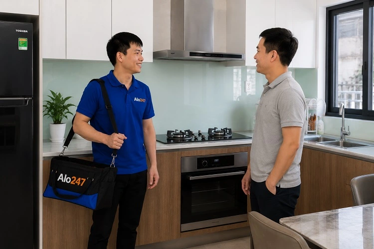 Thợ alo247 bàn giao và ký bảo hành dịch vụ