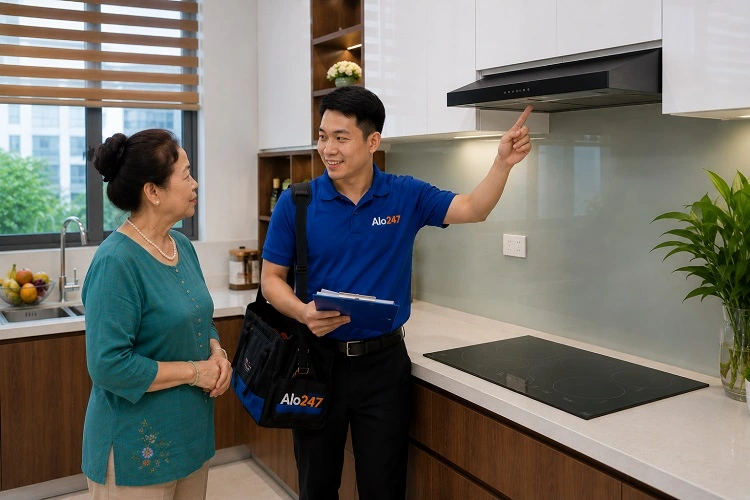 Thợ alo247 bàn giao và ký bảo hành dịch vụ