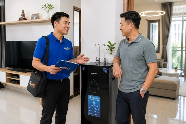 Thợ alo247 bàn giao và ký bảo hành dịch vụ