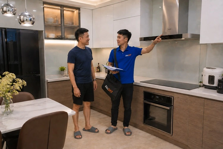 Thợ alo247 bàn giao và trao đổi bảo hành dịch vụ