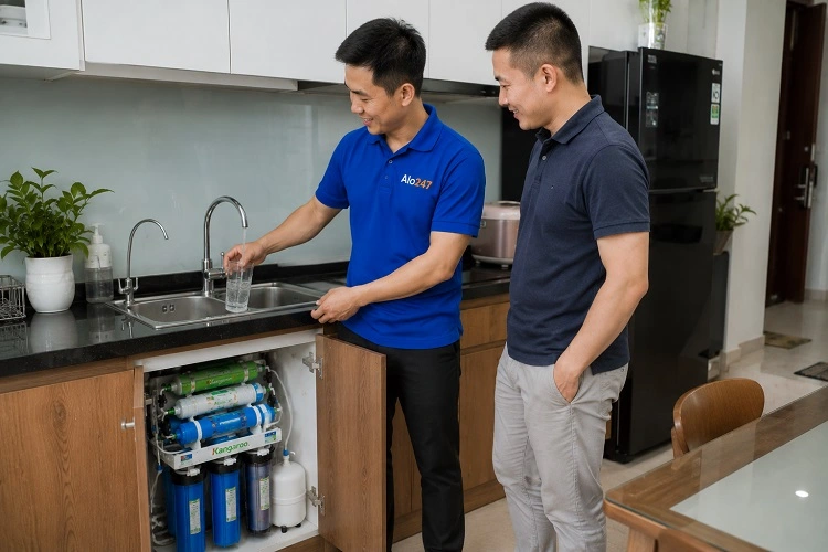 Thợ alo247 bàn giao và trao đổi bảo hành dịch vụ