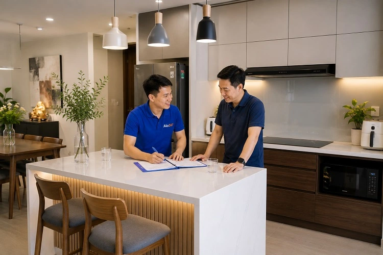 Thợ alo247 bàn giao và trao đổi bảo hành