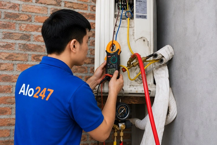 Thợ alo247 bơm gas điều hoà tại Kim Kiên