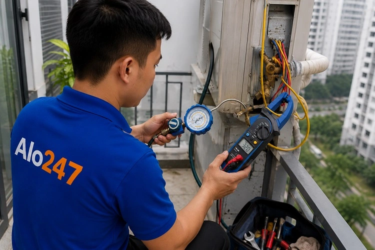 Thợ alo247 bơm gas điều hoà tại Lĩnh Nam