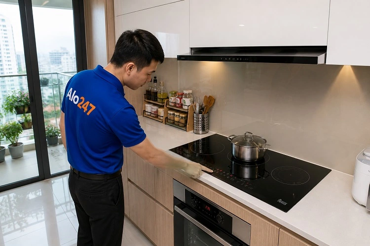 Thợ alo247 kiểm tra bếp từ Teka trước khi sửa chữa
