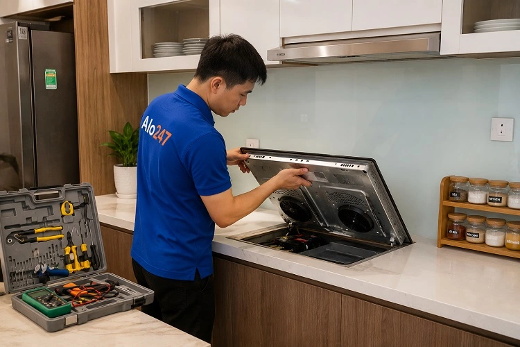 Thợ alo247 kiểm tra bếp từ tại Tây Hồ trước khi sửa chữa