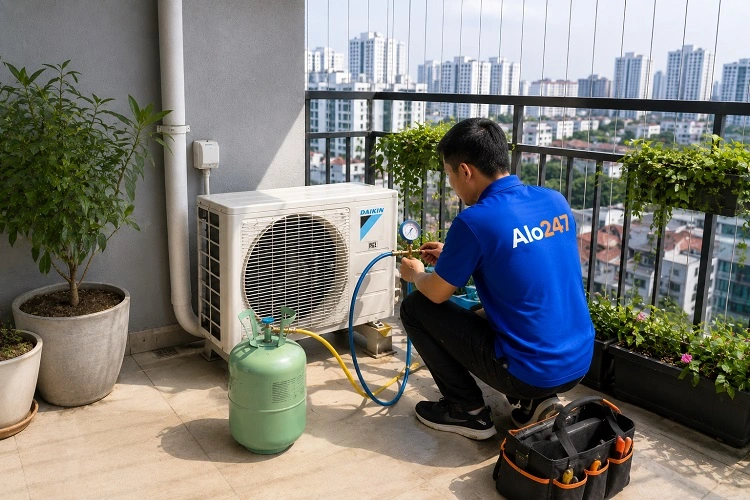 Thợ alo247 nạp gas điều hoà tại Dương Nội
