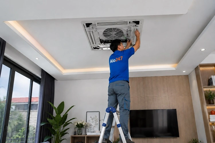 Thợ alo247 sửa điều hoà âm trần tại Nghĩa Đô