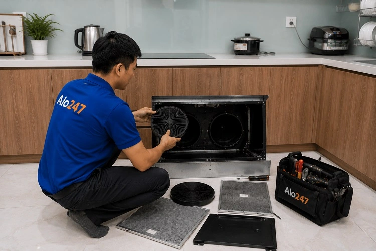 Thợ alo247 sửa máy hút mùi tại Hồng Hà