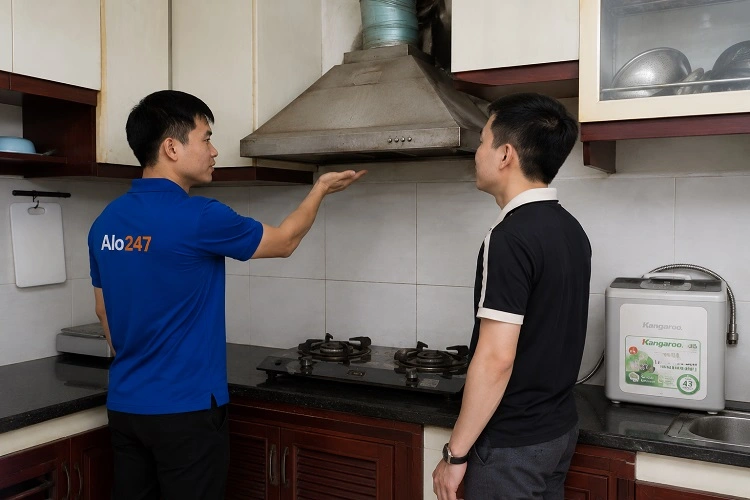 Thợ alo247 trao đổi phương án sửa máy hút mùi tại Vĩnh Tuy