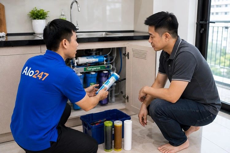 Thợ alo247 trao đổi phương án sửa máy lọc nước tại Dương Nội