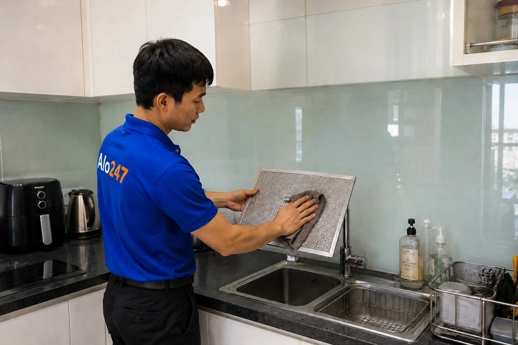 Thợ alo247 vệ sinh máy hút mùi tại Yên Sở