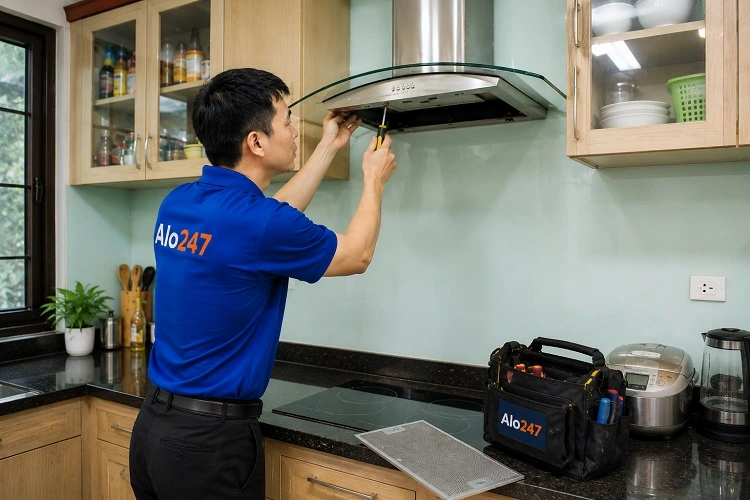 Thợ alo247 xử lý lỗi của máy hút mùi tại Xuân Phương