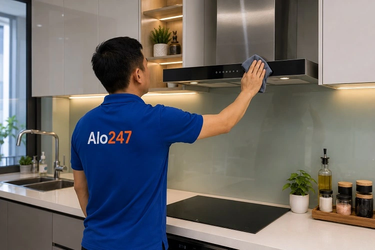 Thợ vệ sinh máy hút mùi tại Dương Nội sau khi sửa chữa