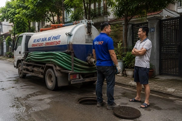Alo247 dịch vụ hút bể phốt chuyên nghiệp và sạch sẽ tại Cửa Nam