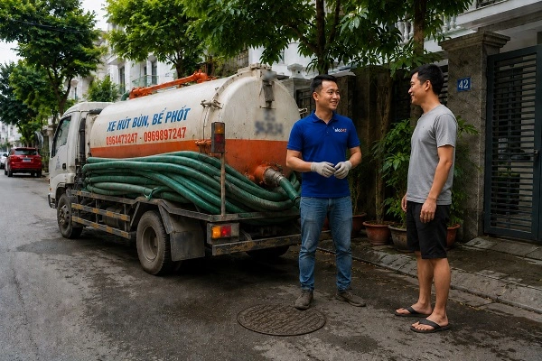 Alo247 dịch vụ hút bể phốt chuyên nghiệp và sạch sẽ tại Vĩnh Tuy