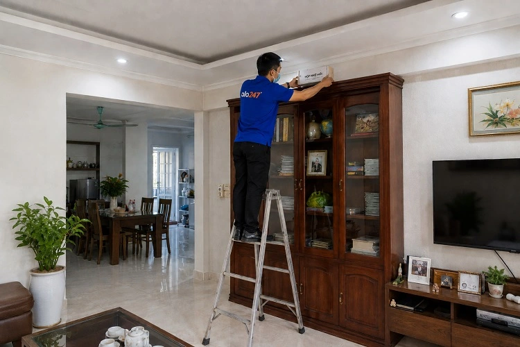 Thợ alo247 diệt mối bằng việc đặt hộp nhử mối tại Thượng Cát