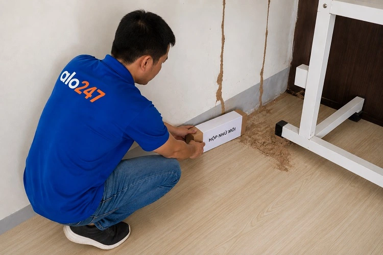 Thợ alo247 diệt mối bằng việc đặt hộp nhử mối tại Vĩnh Tuy