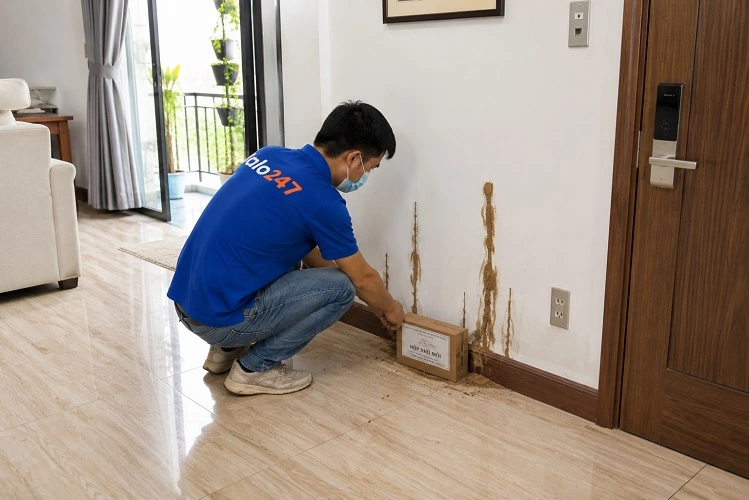 Thợ alo247 diệt mối bằng việc đặt hộp nhử mối tại Yên Hoà