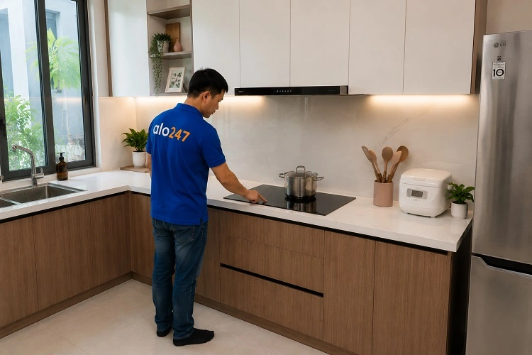 Thợ alo247 kiểm tra sau khi khắc phục lỗi của thiết bị