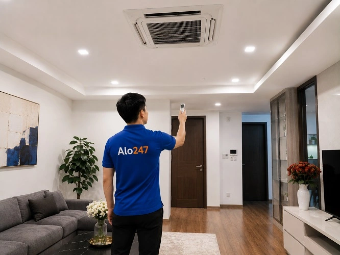 Thợ alo247 kiểm tra trước khi bàn giao thiết bị
