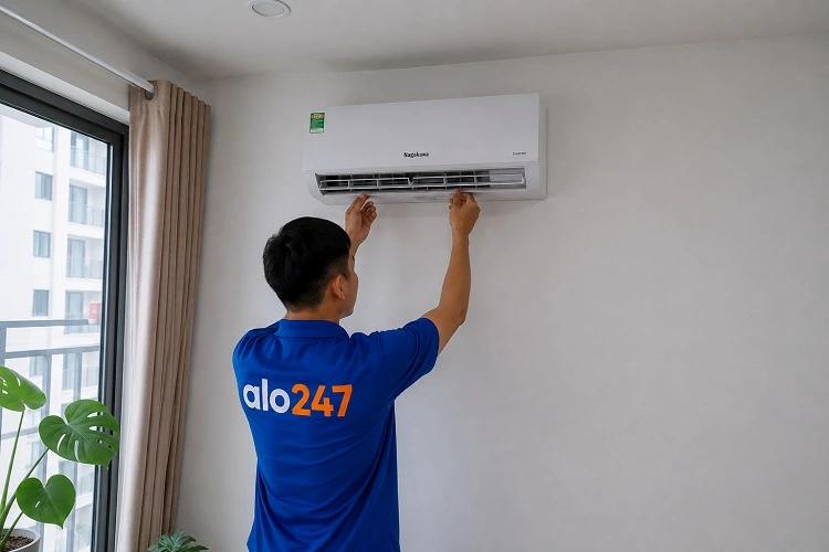 Thợ alo247 kiểm tra trước khi sửa điều hoà Nagakawa