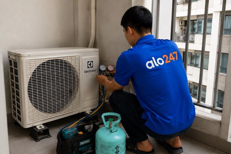 Thợ alo247 nạp gas điều hoà Electrolux