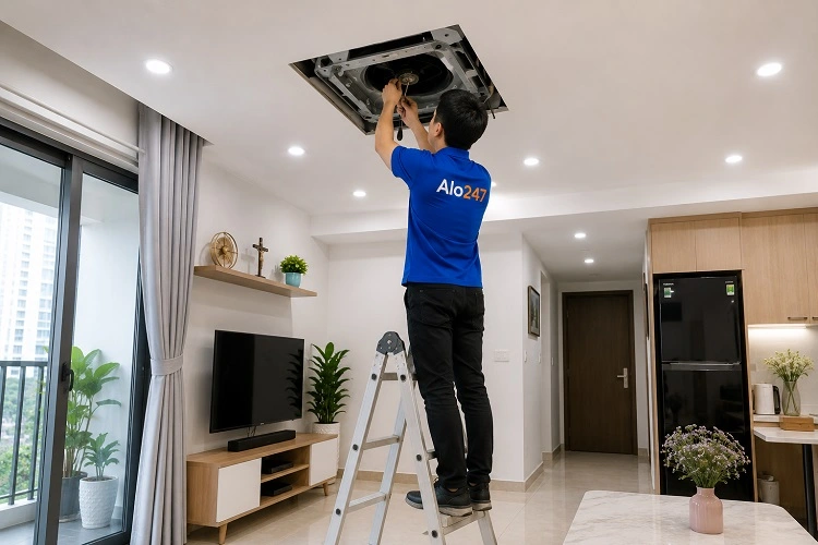 Thợ alo247 sửa điều hoà âm trần tại Bát Tràng