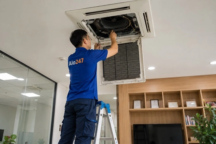 Thợ alo247 sửa điều hoà âm trần tại Mê Linh