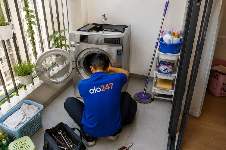 Thợ alo247 sửa máy giặt tại nhà ở Ô chợ Dừa