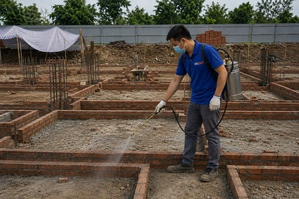 Thợ alo247 thi công chống mối công trình tại Đại Mỗ