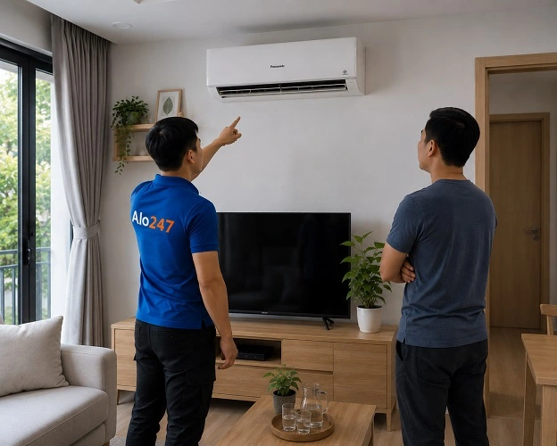 Thợ alo247 trao đổi phương án sửa điều hoà Panasonic