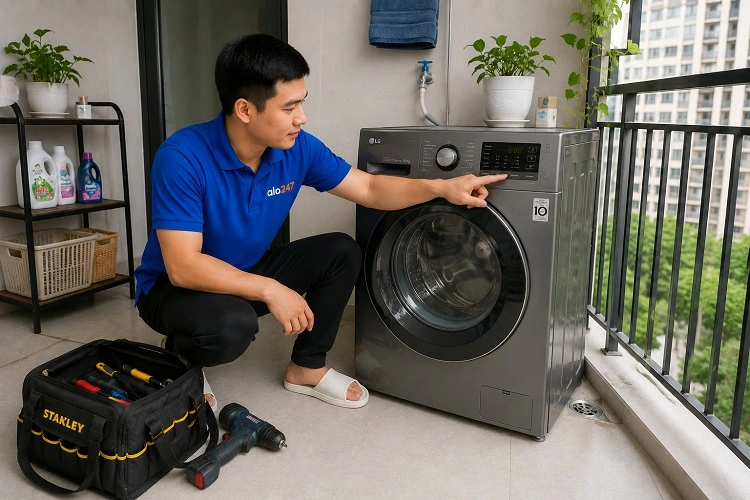 Thợ ao247 kiểm tra trước khi bàn giao thiết bị